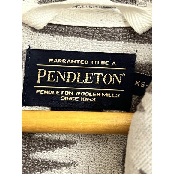 Pendleton Cotton Terry Velour Aztec Gray and White Geo Patterned Robe XS/S - Picture 5 of 6